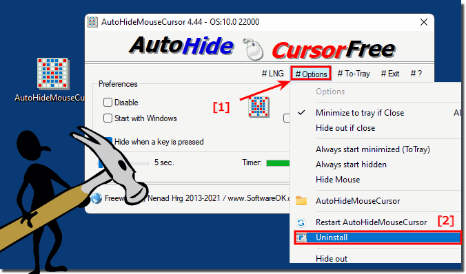 Uninstall the auto hide cursor from Windows!