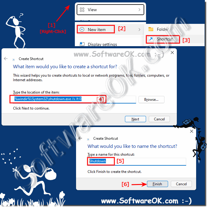 Shutdown Windows 11, 10, the key combination via shortcut!