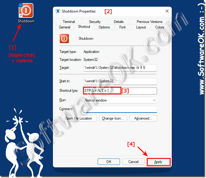 Windows 11, 10, keyboard shortcut for shutdown!