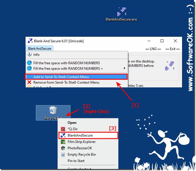 Securely delete the data in the office ergo business area!