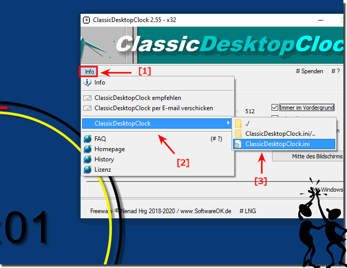 Open the desktop clock settings on MS Windows!