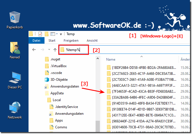 The more temporary files and folders in the temporary directory!