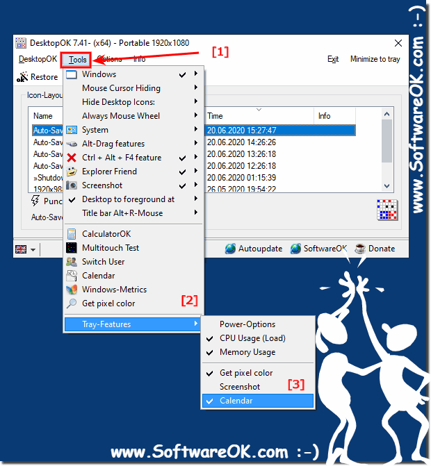 Desktop calendar in desktop OK for Windows 10, 8.1, ...!