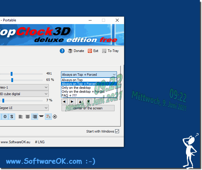 3D desktop clock in the foreground and background under MS Windows OS!
