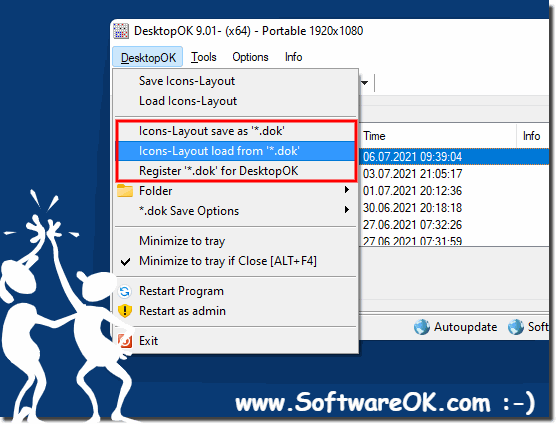 Load and Save windows desktop Icon Layout from file!