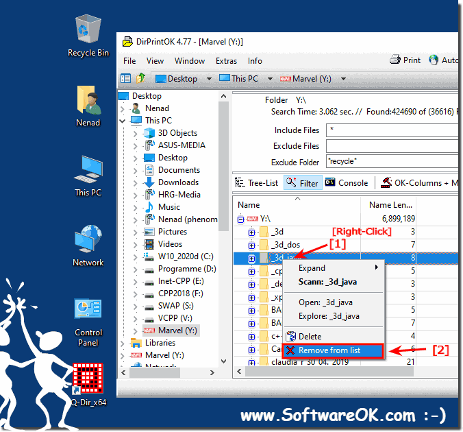 Exclude folders by removing them from the list that should not be printed!