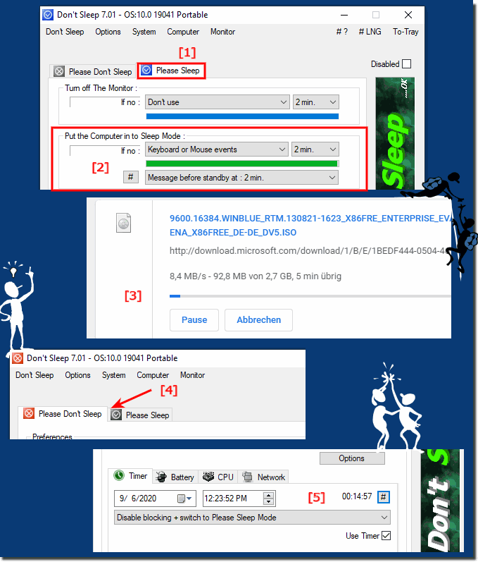 How do I benefit from the standby timer under MS Windows OS?