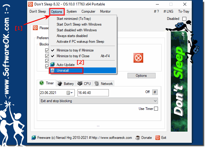 Remove the standby blocking from the Microsoft Windows OS!