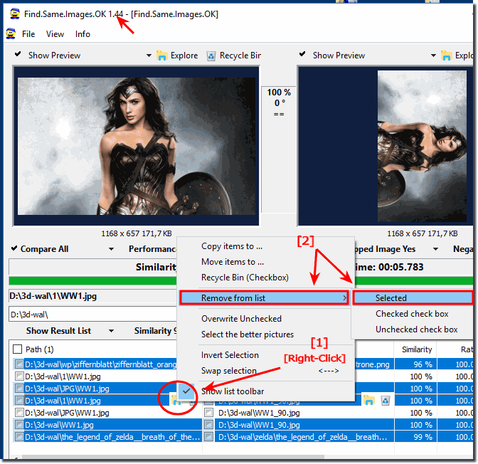Mark an Remove Duplicate of the images in the Result List!
