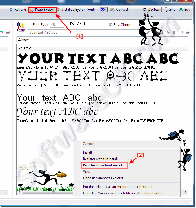 Register all Fonts without install and use Font!