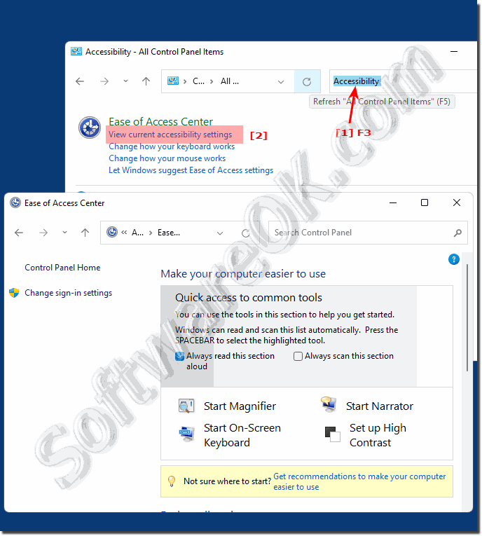 Windows accessibility, start, set up!