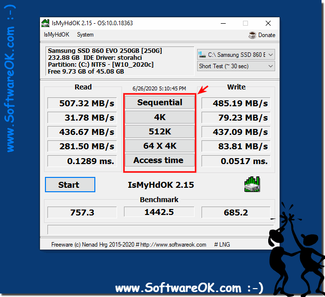 Iindividual test values or measurements in IsMyHdOK!