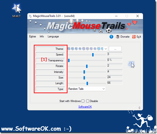 The mouse trails Options on Windows 11!