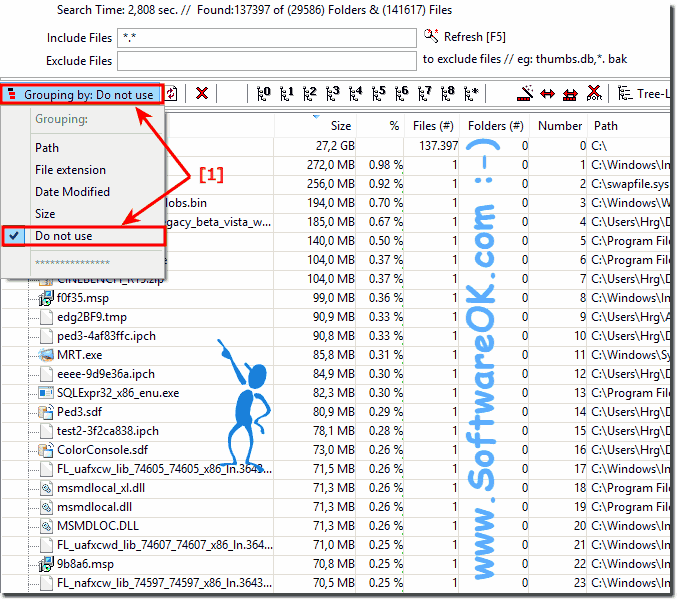 Disable Grouping in Folder-Size View! 