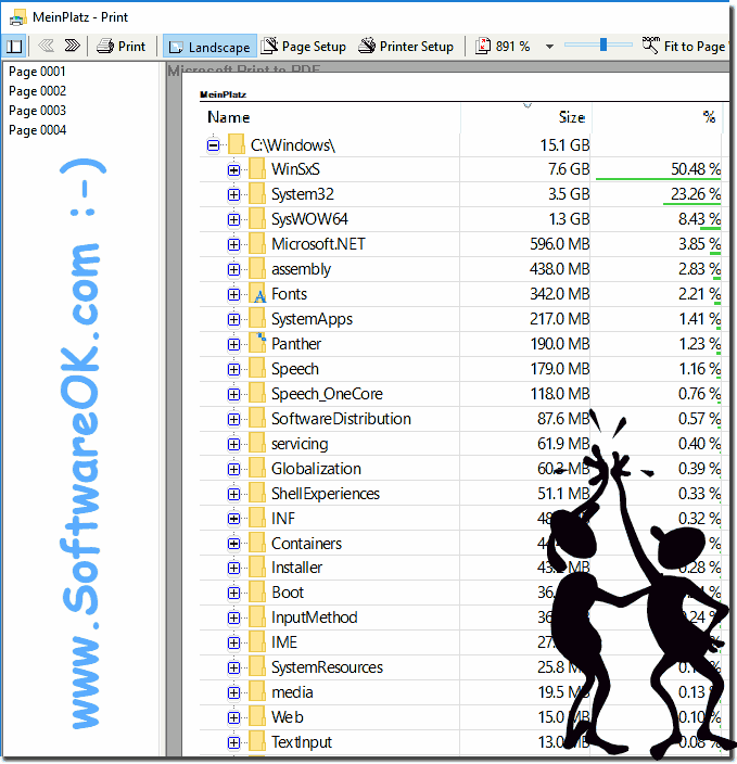 Folder Printout of the used hard disk space for Windows?