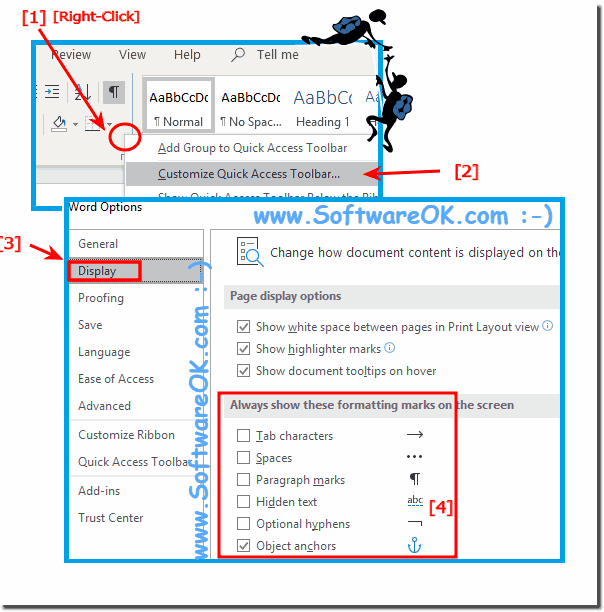 Quick Access Activate format characters in MS Word!