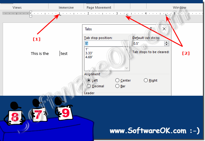 The tab stops in MS Office Word!