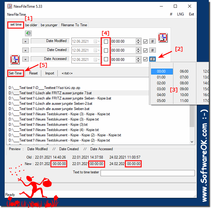 Just set or change the time at the file time and not the date!