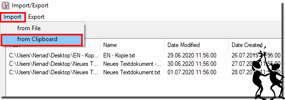 import file times via clipboard from Excel!