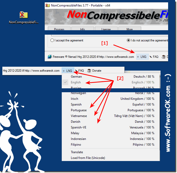 Switch Language in Non-Compressible-Files  on all MS Windows OS!
