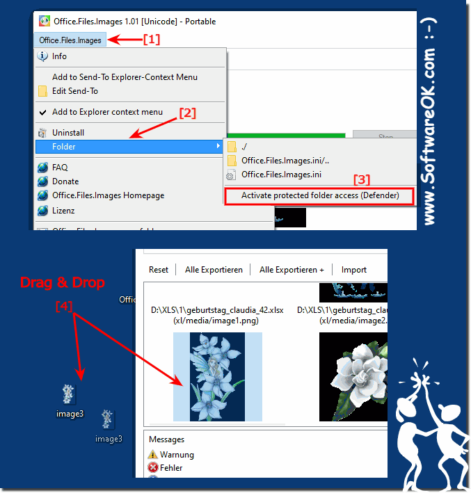 Simply store images from the Office documents on the MS desktop!