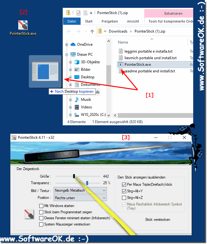 Use pointer rod for commercial software presentations!