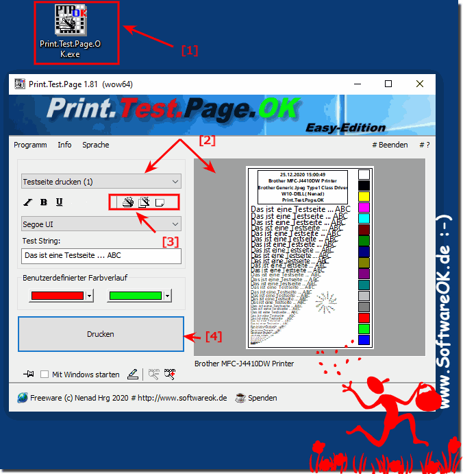 An independent test page printout with this free tool!