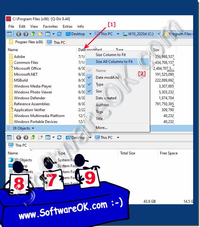 Auto column width option in the 4 file explorer for Windows!