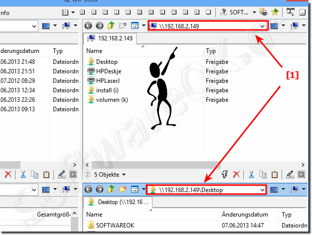 Can I Enter/use the IP address in Q-Dir address-bar on Windows-8?