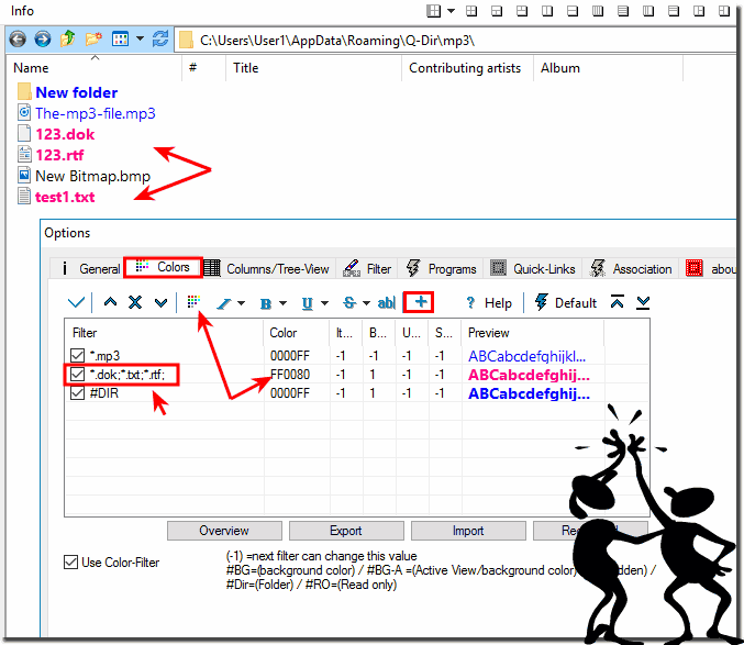 Different file types in Different colors in Explorer-View!