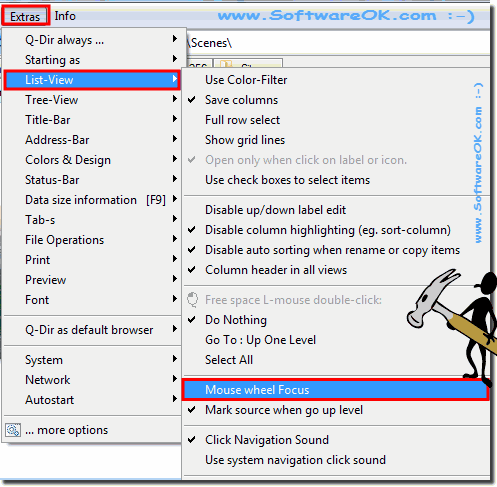 Enabling mouse over scrolling, File Manager!