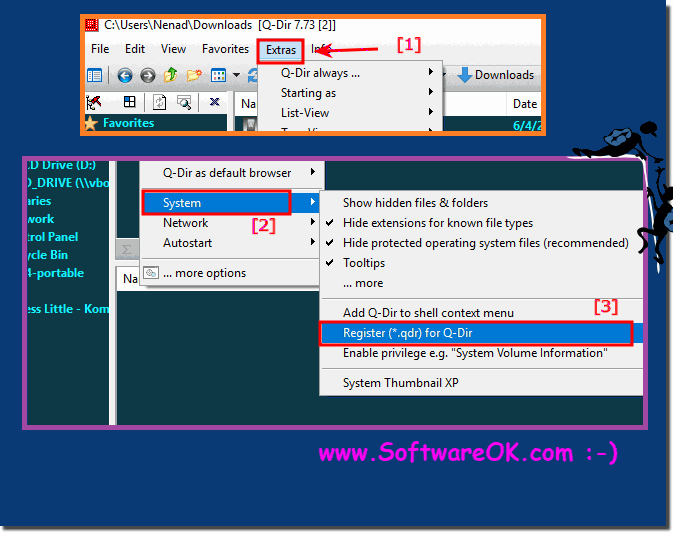 Register *.qdr for custom start of Quad-File-Explorer!