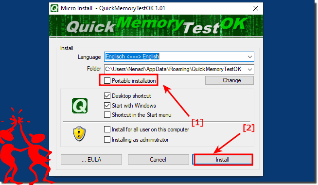 Portable memory test for Windows 10, 8.1 ... and Server!