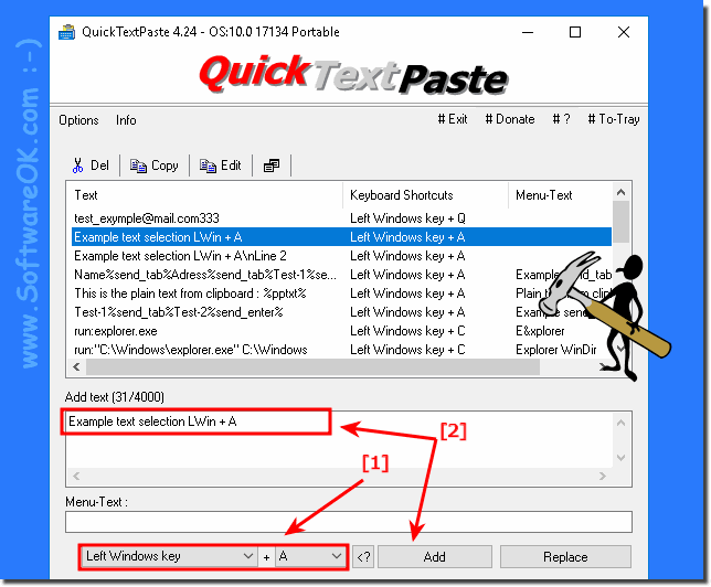 Create Menu of text fields for single hotkey - keyboard shortcut!