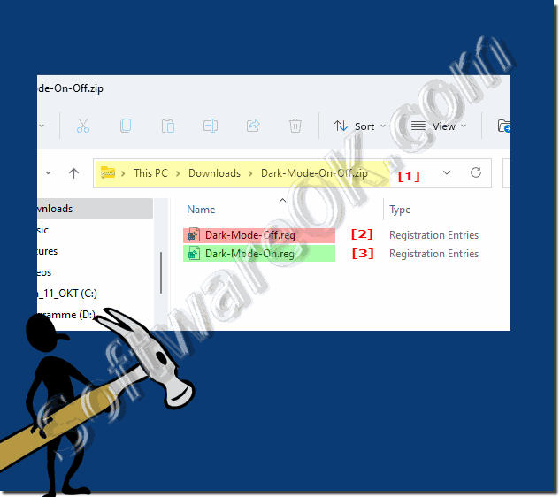 Activate dark mode in Windows 11 or 10 via registry!