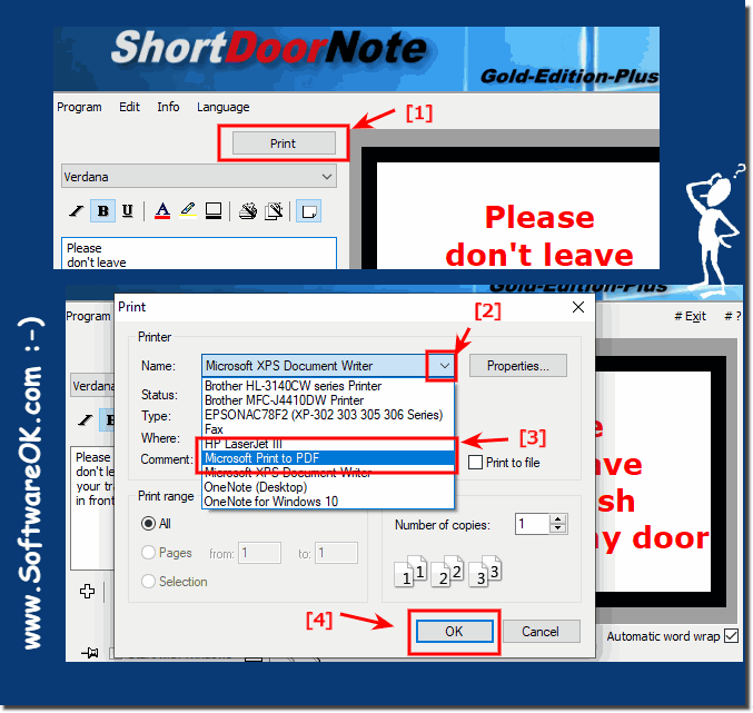 Save the easy-to-read door notes as PDF!