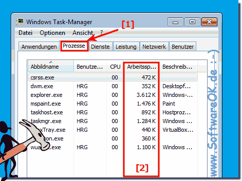 View memory usage by programs Windows 7!