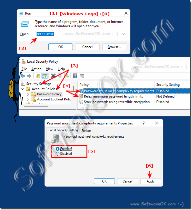 Change password strength minimum requirements under Windows?