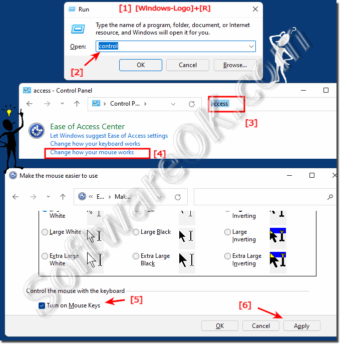 How to control the mouse cursor with keyboard under Windows!