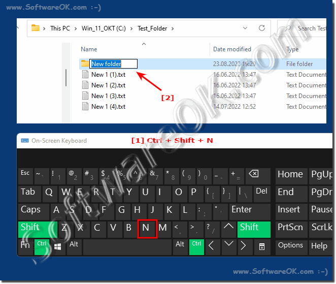 Keyboard shortcut for new folders in MS File Explorer?