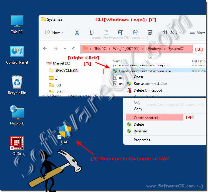 User Account Control Settings UAC shortcut!