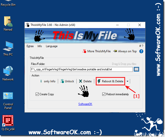 Reboot immediately in The File Unlocker!