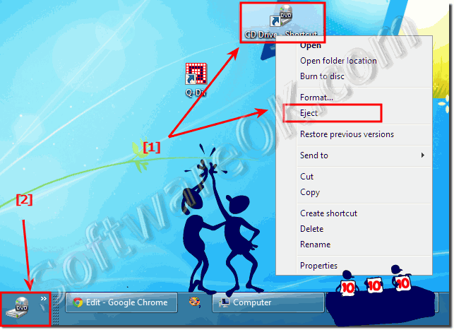 Eject the CD or DVD Disk in Windows-7 and 8.1