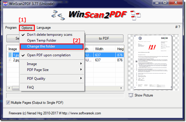 Change the default location for scanned PDF documents!