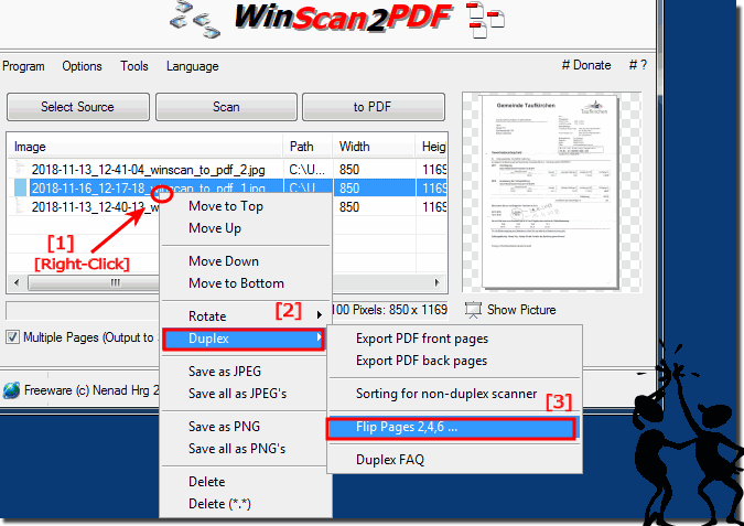 Flip ergo Rotate back pages for duplex PDF scanning!