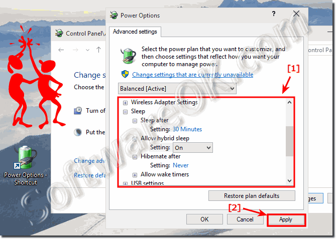 Advanced power options settings in Windows-10!