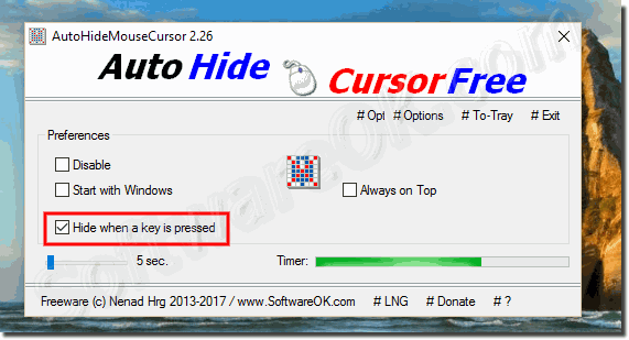 Auto hide the mouse pointer in Windows-10 while typing!