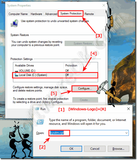 Change system protection settings in Windows-10!