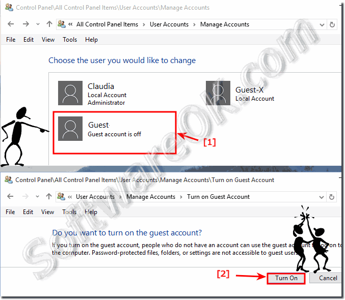 Enable the Guest account access in Windows-10!