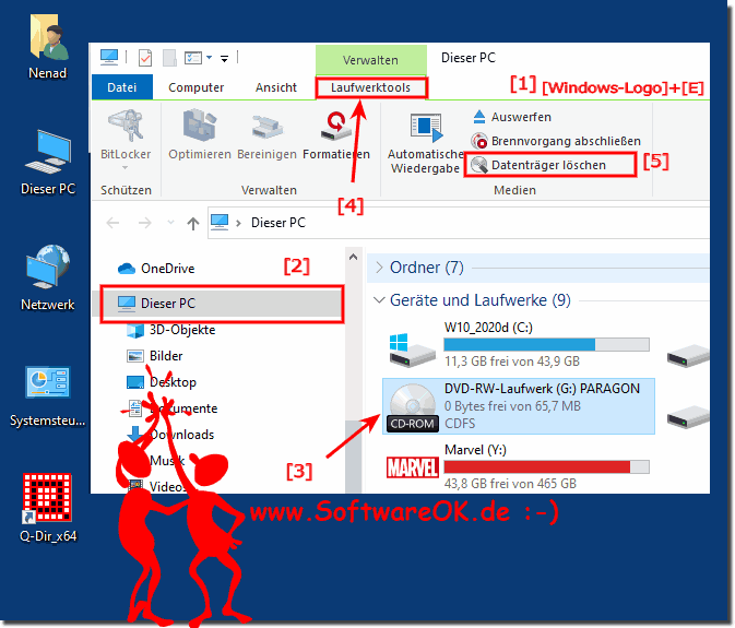 Delete from a CD, DVD or Blu-ray data medium!